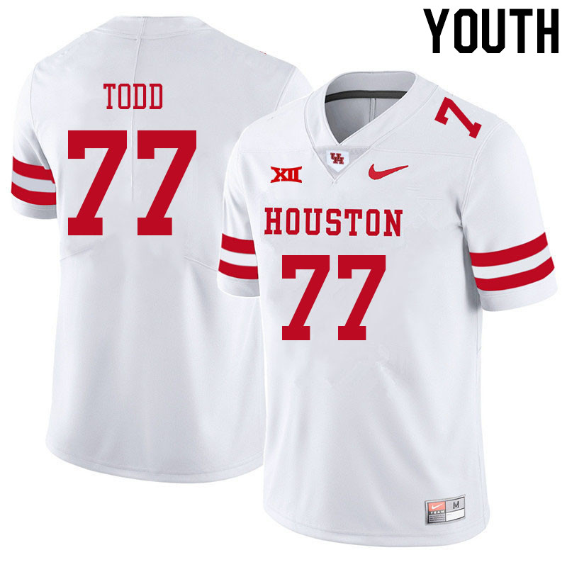 Youth #77 Chayse Todd Houston Cougars College Big 12 Conference Football Jerseys Sale-White - Click Image to Close